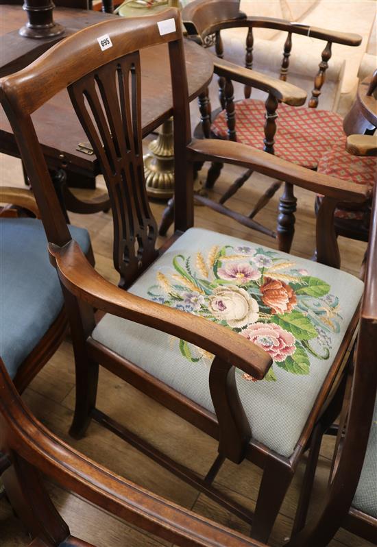 A Georgian style mahogany elbow chair